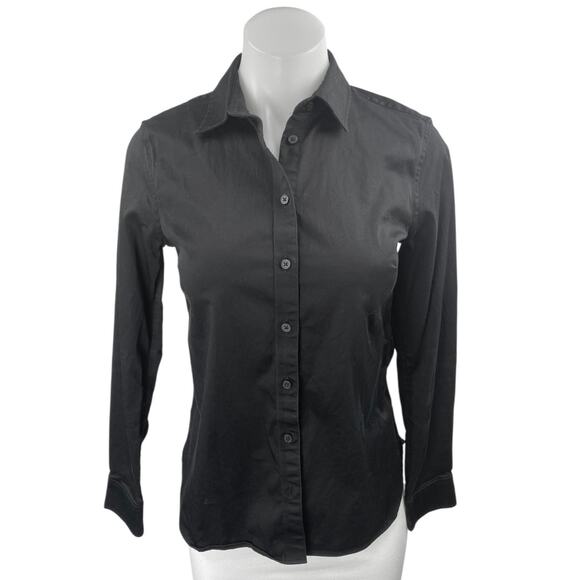 Banana Republic Women's Black Tailored Fit Button Down Long Sleeve Shirt Top 0 - Picture 1 of 4